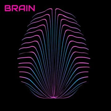 Abstract human brain. Logo with colorful lines Stock Illustration