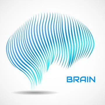 Abstract human brain. Logo with colorful lines Stock Illustration