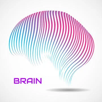 Abstract human brain. Logo with colorful lines Stock Illustration