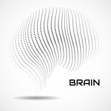 Abstract human brain. Logo with dotted lines Stock Illustration