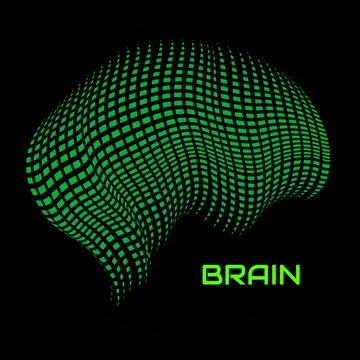 Abstract human brain. Logo with green squares Stock Illustration