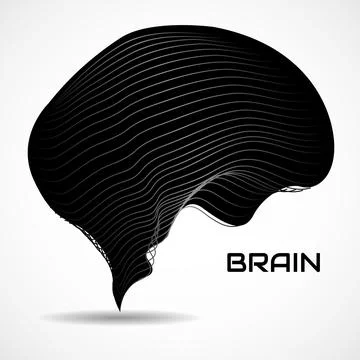 Abstract human brain. Logo with lines, silhouette brain Stock Illustration