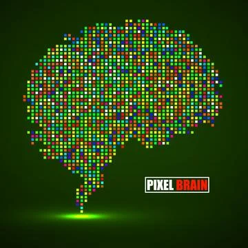 Abstract human brain of pixels. Vector logo Stock Illustration