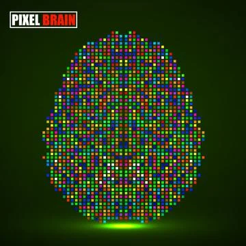 Abstract human brain of pixels. Vector logo 스톡 일러스트