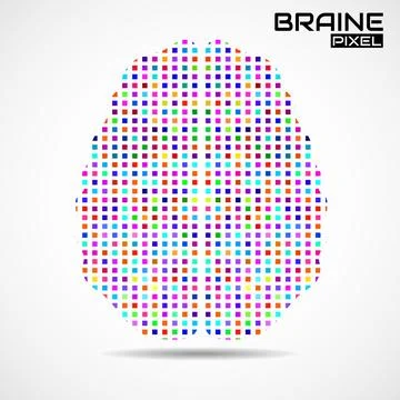 Abstract human brain of pixels. Vector logo 스톡 일러스트