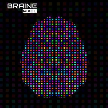 Abstract human brain of pixels. Vector logo Stock Illustration