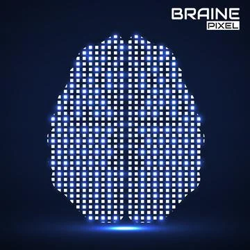 Abstract human brain of pixels. Vector logo 스톡 일러스트