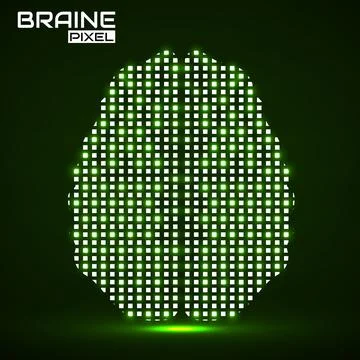 Abstract human brain of pixels. Vector logo Stock Illustration