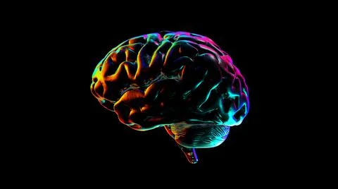 Abstract Human Brain with rainbow colored reflections Illustrazione stock