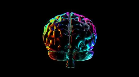 Abstract Human brain with Rainbow Reflections Looped Animation Illustrazione stock