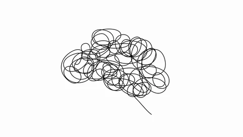 Abstract human brain written animation. Doodle hand drawn style. Stock Footage 128733629