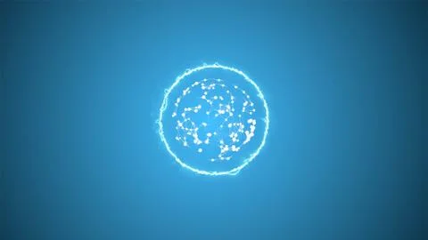 Abstract human cell or embryo with membrane looking as lightning circle on blue Stock Illustration