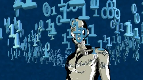 Abstract human in digital world. Loopable Stock Footage 75885107