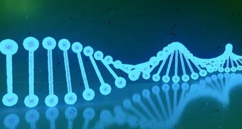 Abstract Human Dna Detailed Structures On Hexagon Background. 3D Rendering イラスト素材