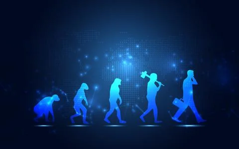 Abstract Human evolution digital transformation innovative of technology li.. Stock Illustration