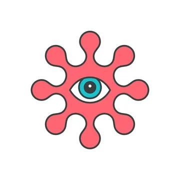 Abstract human eye pink molecule shape pop art groovy style t shirt print d.. Stock Illustration