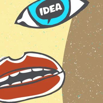 Abstract human face close up with idea word in eyes. イラスト素材