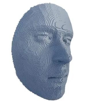 Abstract human face constructing from cubes 스톡 일러스트