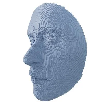 Abstract human face constructing from cubes Illustrazione stock