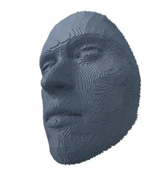 Abstract human face constructing from cubes 스톡 일러스트