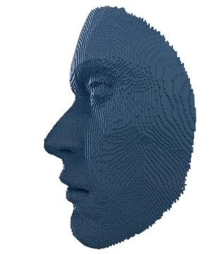 Abstract human face constructing from cubes Illustrazione stock