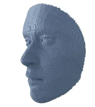 Abstract human face constructing from cubes Illustrazione stock