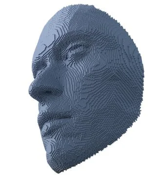Abstract human face constructing from cubes Illustrazione stock