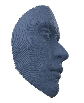 Abstract human face constructing from cubes Illustrazione stock