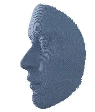 Abstract human face constructing from cubes Illustrazione stock