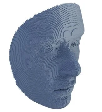 Abstract human face constructing from cubes 스톡 일러스트