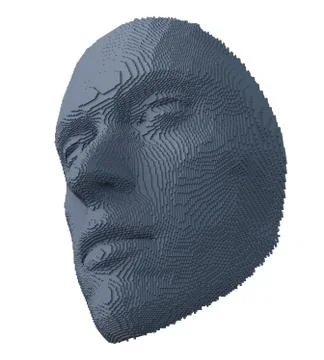 Abstract human face constructing from cubes 스톡 일러스트