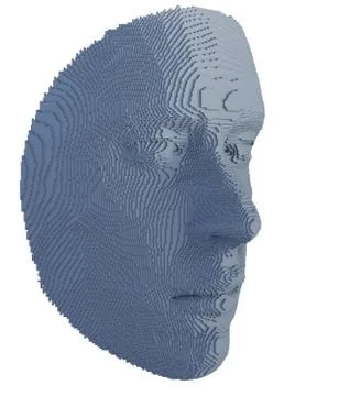 Abstract human face constructing from cubes 스톡 일러스트