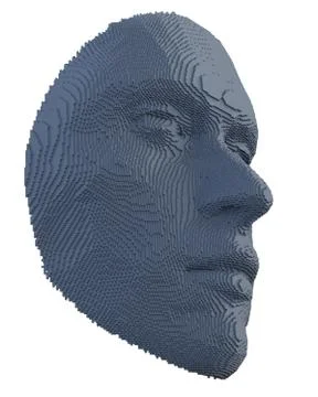 Abstract human face constructing from cubes 스톡 일러스트