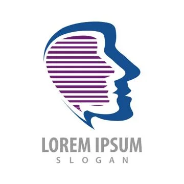 Abstract human face lines concept design. Symbol graphic template element vec Stock Illustration