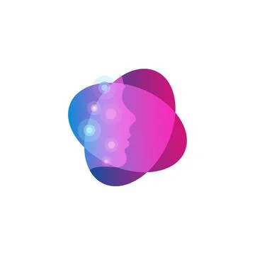 Abstract human face, new bio nano technology vector logo. Intergalactic Stock Illustration