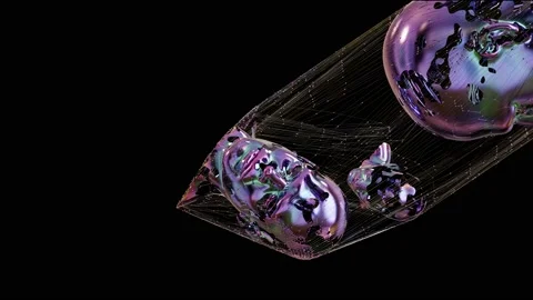 Abstract human faces, bust, wireframe, abstract art , Oddly satisfying, Stock Footage 165860944