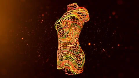 Abstract Human Female Torso with Surface Rope Dynamics Stock Illustration