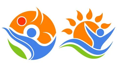 Abstract human figures with natural elements for healthy lifestyle design. Stock Illustration