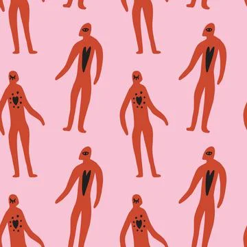 Abstract human figures. Vector clipart Valentine seamless pattern. The Lovers. Stock Illustration