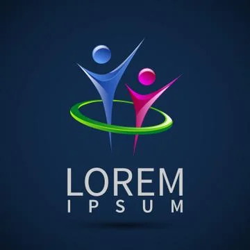 Abstract human figures Vector logo template Stock Illustration