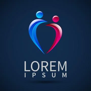 Abstract human figures Vector logo template Stock Illustration