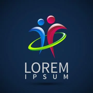 Abstract human figures Vector logo template Stock Illustration