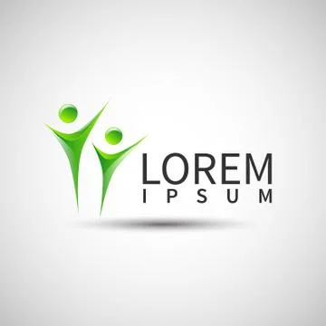 Abstract human figures Vector logo template Illustrazione stock