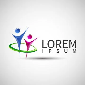 Abstract human figures Vector logo template Illustrazione stock