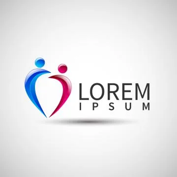 Abstract human figures Vector logo template Stock Illustration