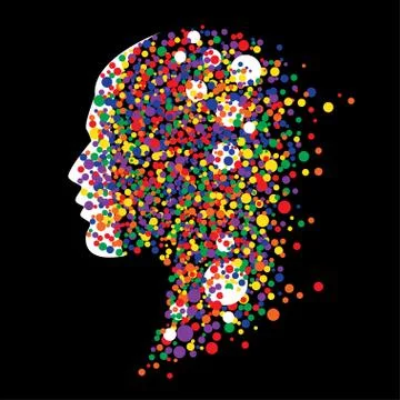 Abstract human head on black background Stock Illustration