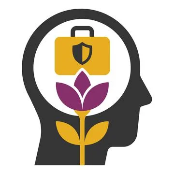 Abstract Human Head with Briefcase and Flower Illustration Stock Illustration