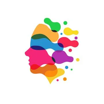 Abstract human head with colorful spot or dot vector Stock Illustration