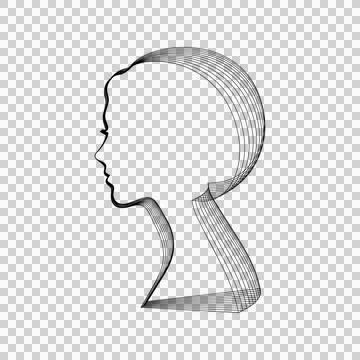 Abstract human head profile silhouette. Digital wireframe portrait of a person. 스톡 일러스트