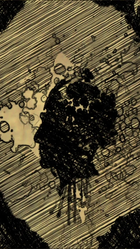 Abstract Human Head Silhouette with Chaotic Thought Patterns Stock Footage 337435237